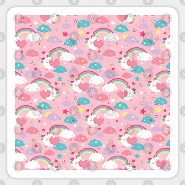 Cute  Unicorn seamless pattern Sticker by Saya Raven